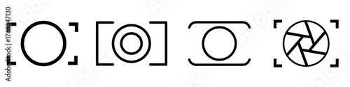 Foto camera icon vector set. photo illustration sign collection. focus symbol. cam logo or mark.