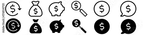 Money icon vector set. finance illustration sign collection. banking symbol.