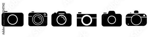 Foto camera icon vector set. photo illustration sign collection. focus symbol. cam logo or mark.