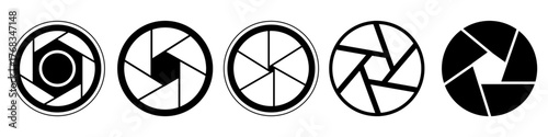 Camera Shutter icon vector set. Camera lens illustration sign collection. diaphragm petals symbol or logo.