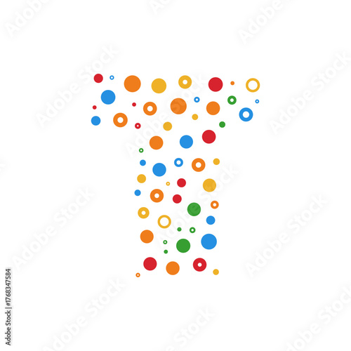 Letter T dots and colours logo.