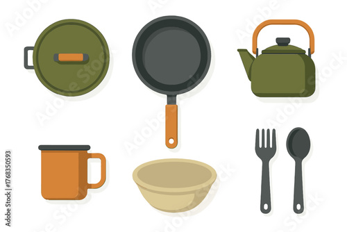 Portable cookware and tableware set for outdoor activities like camping and hiking