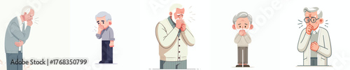 vector of a grandfather gesture covering his mouth in nausea