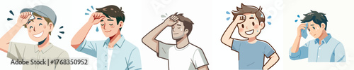 vector of a man wiping sweat gesture