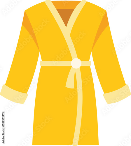 Soft bathrobe presenting comfortable homewear for a relaxing time in a bright yellow color