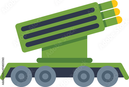 Military rocket launcher system on wheels, showcasing the might of modern ground based artillery