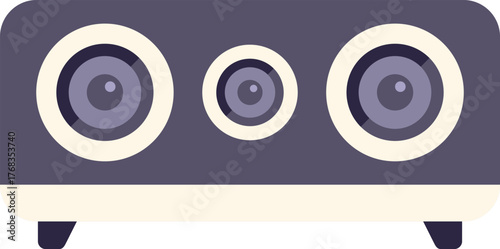 Illustration featuring an audio speaker, playing music very loudly, with vibrating membranes