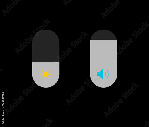 Brightness and volume mobile status bar icon vector