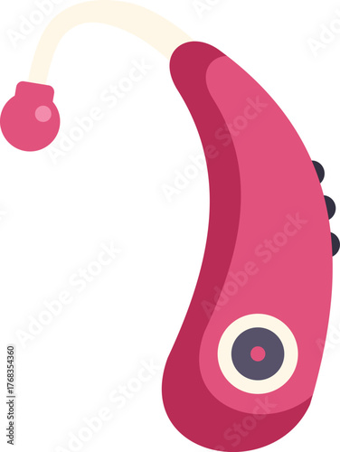 Modern pink hearing aid improving quality of life for people with hearing loss