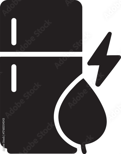 Energy-efficient appliance icon, eco-friendly electrical device vector symbol for sustainable design.
