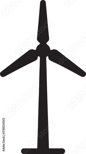 Hand-drawn wind turbine power generator icon, eco energy symbol for sustainable vector design.