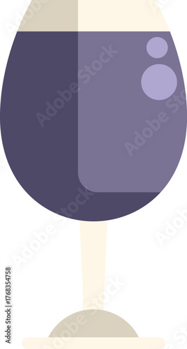 Vector illustration in flat design style depicting a glass of red wine