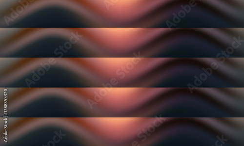 Abstract warm gradient with horizontal lines creating a sense of depth and layered illumination evoking a futuristic or ethereal atmosphere