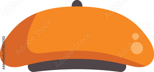 This vector illustration features a classic orange beret, capturing the essence of french fashion and style