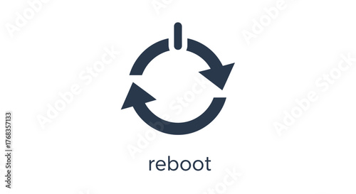 Minimal vector icon depicting a system reboot or refresh action, symbolizing power cycling and the process of restarting electronic devices or software applications for optimal performance