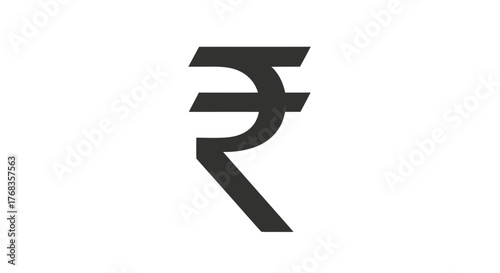 Minimalist Indian Rupee currency symbol icon in vector format, representing financial concepts and monetary value on a clean white background