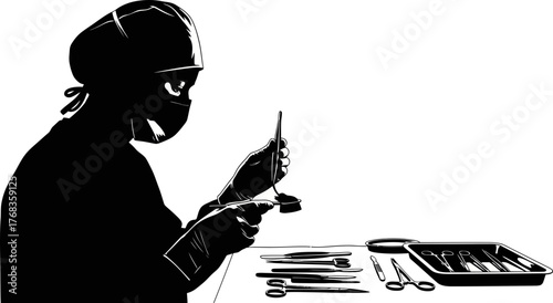 vigilant hands prepare, a silent ritual of lifes critical moment