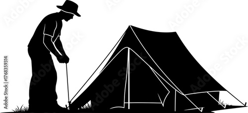 natures call solo traveler pitches tent, finding serenity outdoors