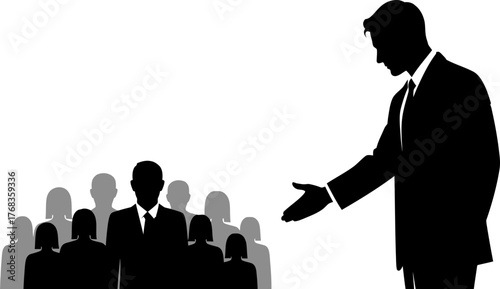 executive offers hand, inviting opportunity and future growth ahead