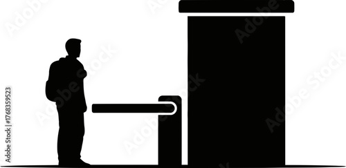 access denied traveler encounters gate, awaiting entry to next stage