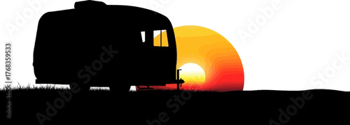 journeys pause a classic camper reflects the sunsets warmth