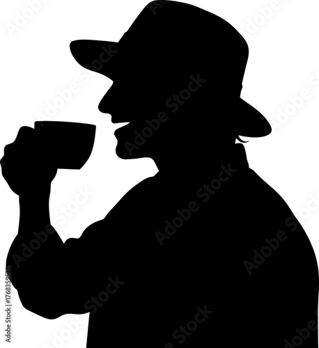 distinctive silhouette enjoys a warm drink, taking a mindful, personal break