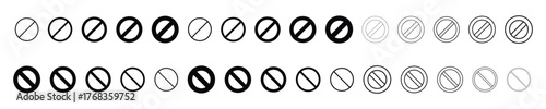 Black Prohibited Sign Icon Vector Set No Entry or Denied Symbol Collection