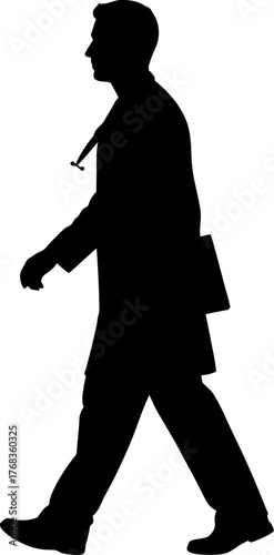 dedicated medical professional silhouetted walking forward, bringing essential care to all