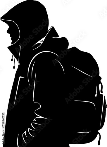 mysterious silhouette gazes outward, preparing for an epic solo adventure