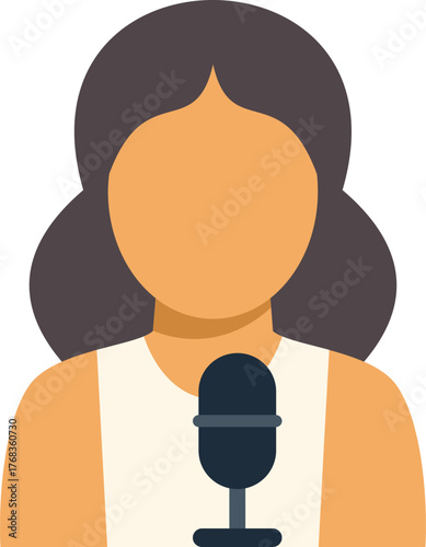 Woman journalist reporting live using a microphone, delivering breaking news and important updates