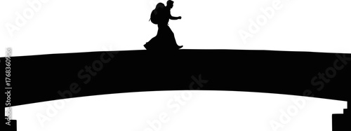 solitary traveler navigates the span, embracing distant horizons and new adventures