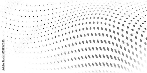 Abstract nice halftone background with wavy surface made of gray dots on white simple. element old art good nice texture