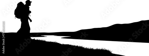 pathfinders silhouette against light, seeking adventure and boundless freedom