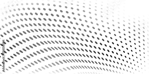 Abstract nice halftone background with wavy surface made of gray dots on white simple. element old