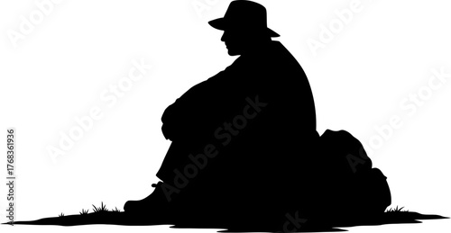 lone wanderer rests, contemplating lifes path and next grand adventure