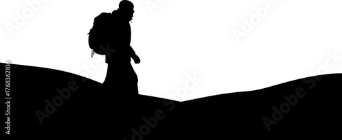 determined individual advances through unknown terrain, forging ahead towards their destiny