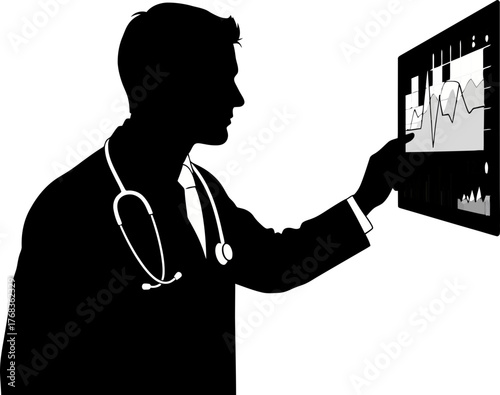innovative care doctor interacting with dynamic health data display