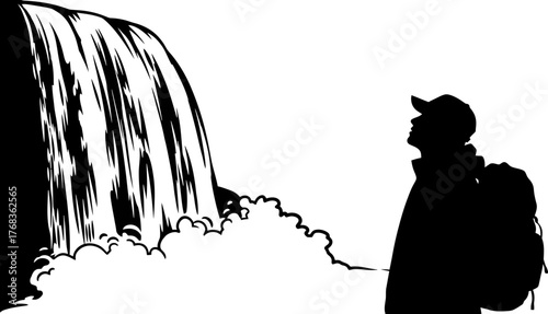 pathfinders pause a moment of awe, facing natures mighty waterflow