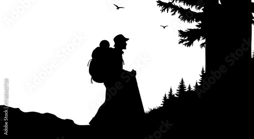 uphill quest backpacker embraces rugged path, finding strength in wilderness