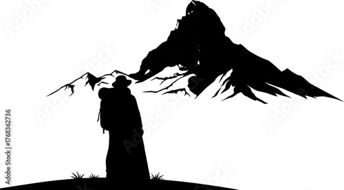 summits vision lone adventurer contemplates majestic ascent, journey begins here now