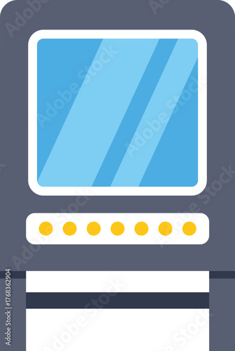 Ticket validator machine with touch screen and illuminated buttons for issuing tickets for public transport