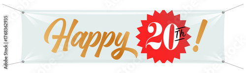 Happy 20th on white calico