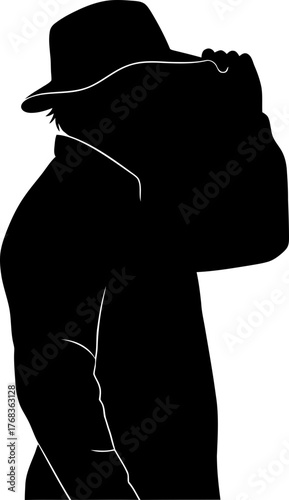 mysterious figures respectful hat tip timeless elegance, quiet acknowledgment