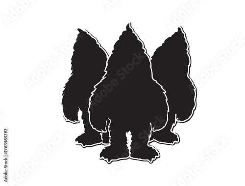 Ice Cream Monster with sprinkles in silhouette pure white background.