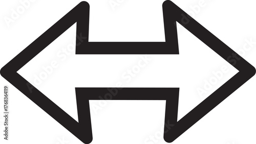 Two direction arrow design black vector isolated on transparent background