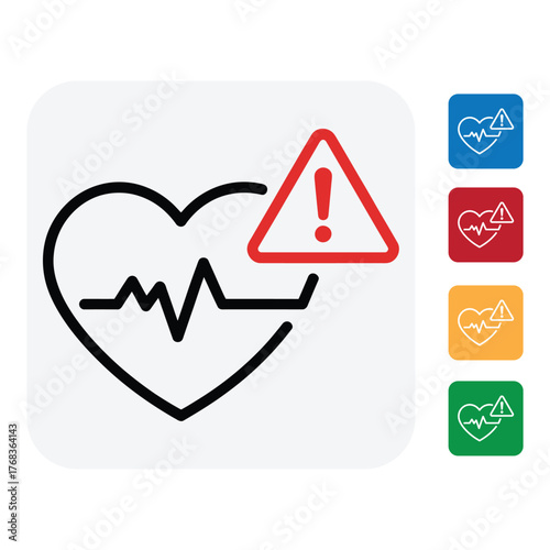 Heart health alert icon for urgent medical attention and cardiac warning, promoting awareness and proactive healthcare with this bold and impactful design