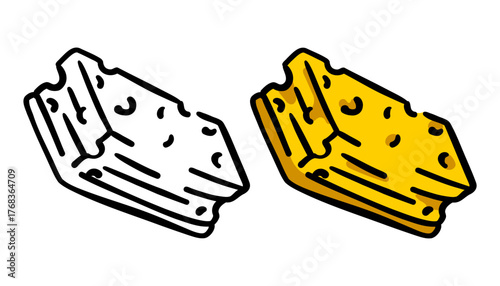Hand-drawn cartoon sponge with yellow porous texture and rounded edges. Doodle style vector illustration perfect for cleaning, household chores, or hygiene-themed designs.