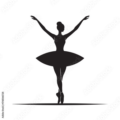 Dancing Ballerina ? Black & White Illustration Ballet Dance Pose ? Clean Vector Silhouette (2).eps