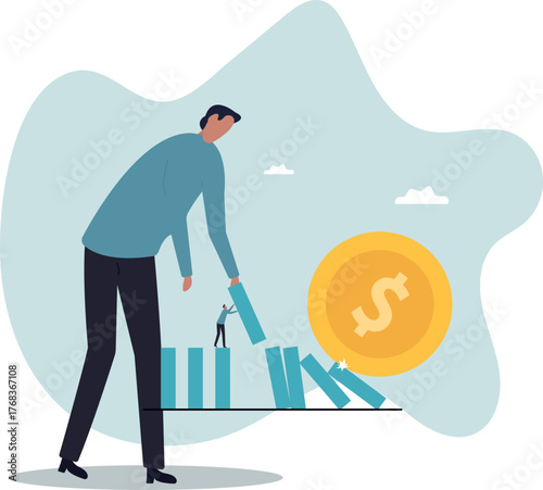 Stop loss or effort to avoid market crash or banking collapse, economic recession, problem prevention, help or rescue .about a man and his life.