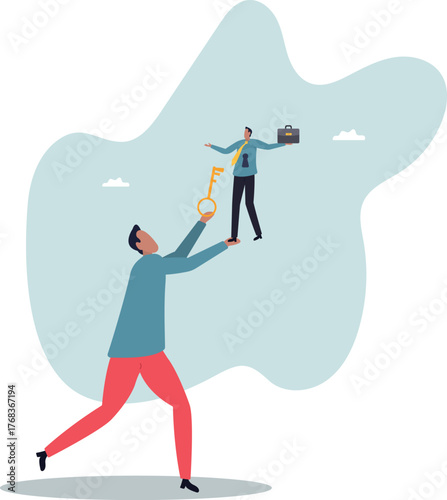 Coaching or training to unlock employee true potential and achieve career success, advance skill for talent personal development.about a man and his life.